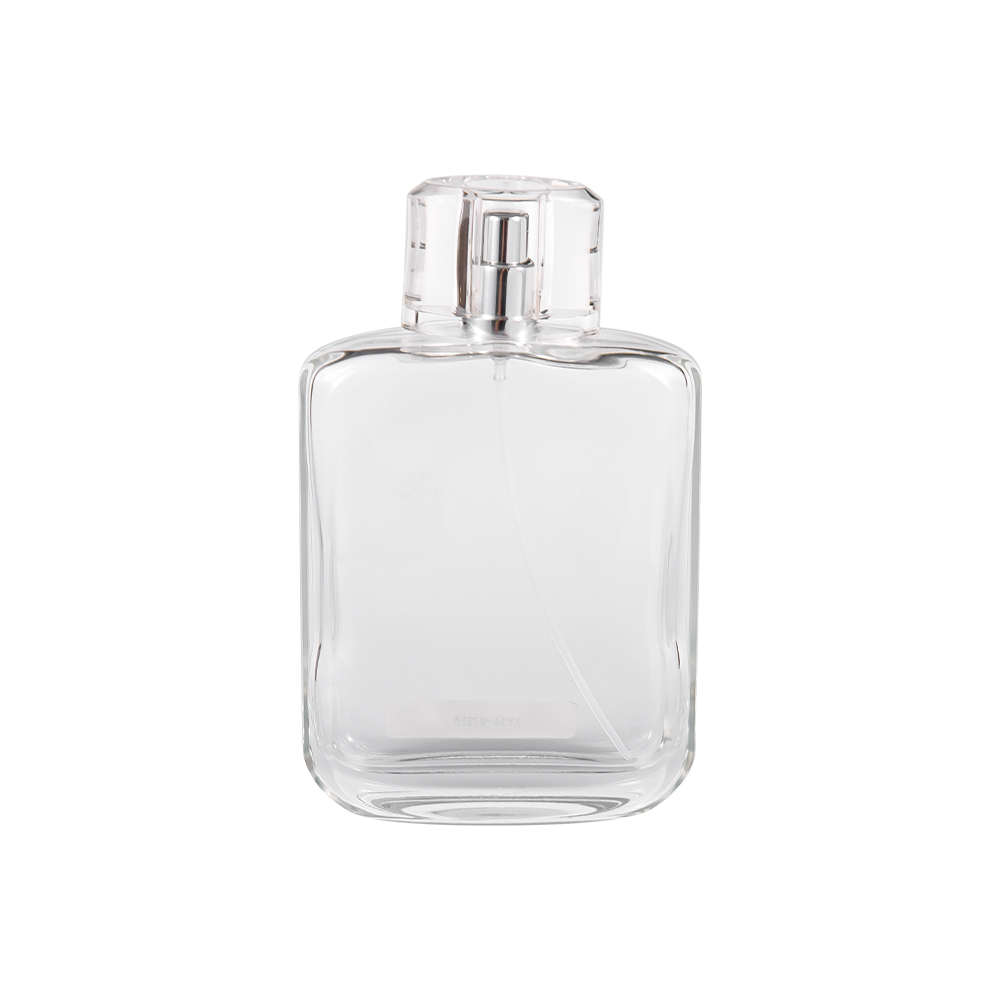 Garrafa de perfume de vidro transparente de KY34-WJ315 100ML com o tampão plástico claro de SURLYN