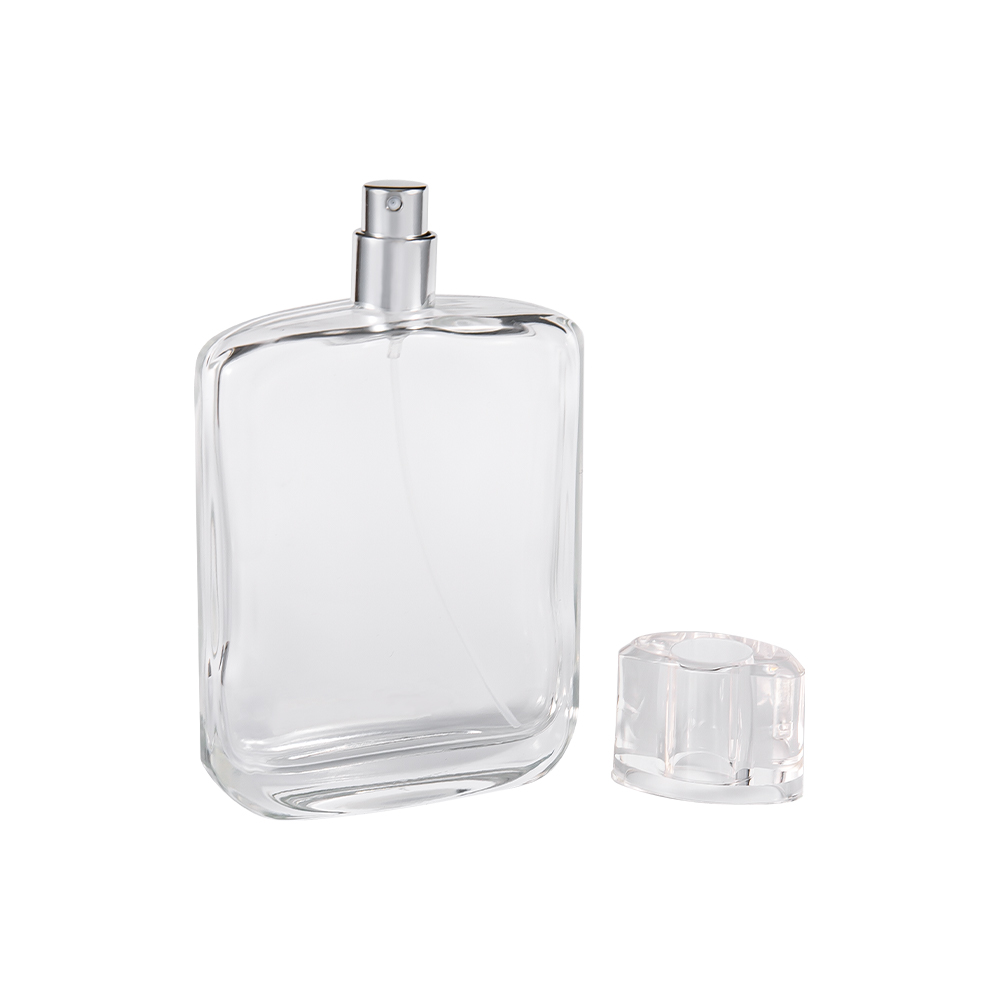 Garrafa de perfume de vidro transparente de KY34-WJ315 100ML com o tampão plástico claro de SURLYN