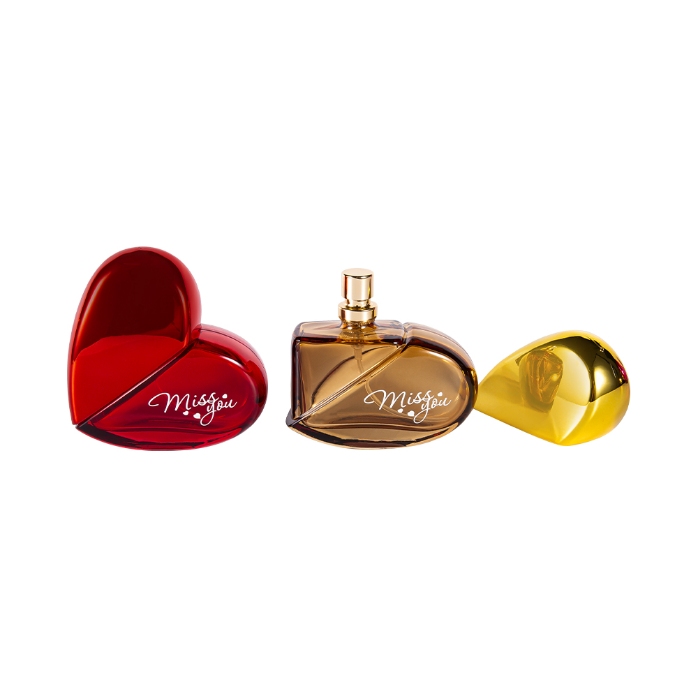 Frasco de perfume de vidro GC193-WJ501 50MLHeart-Shaped com tampa plástica UV PP