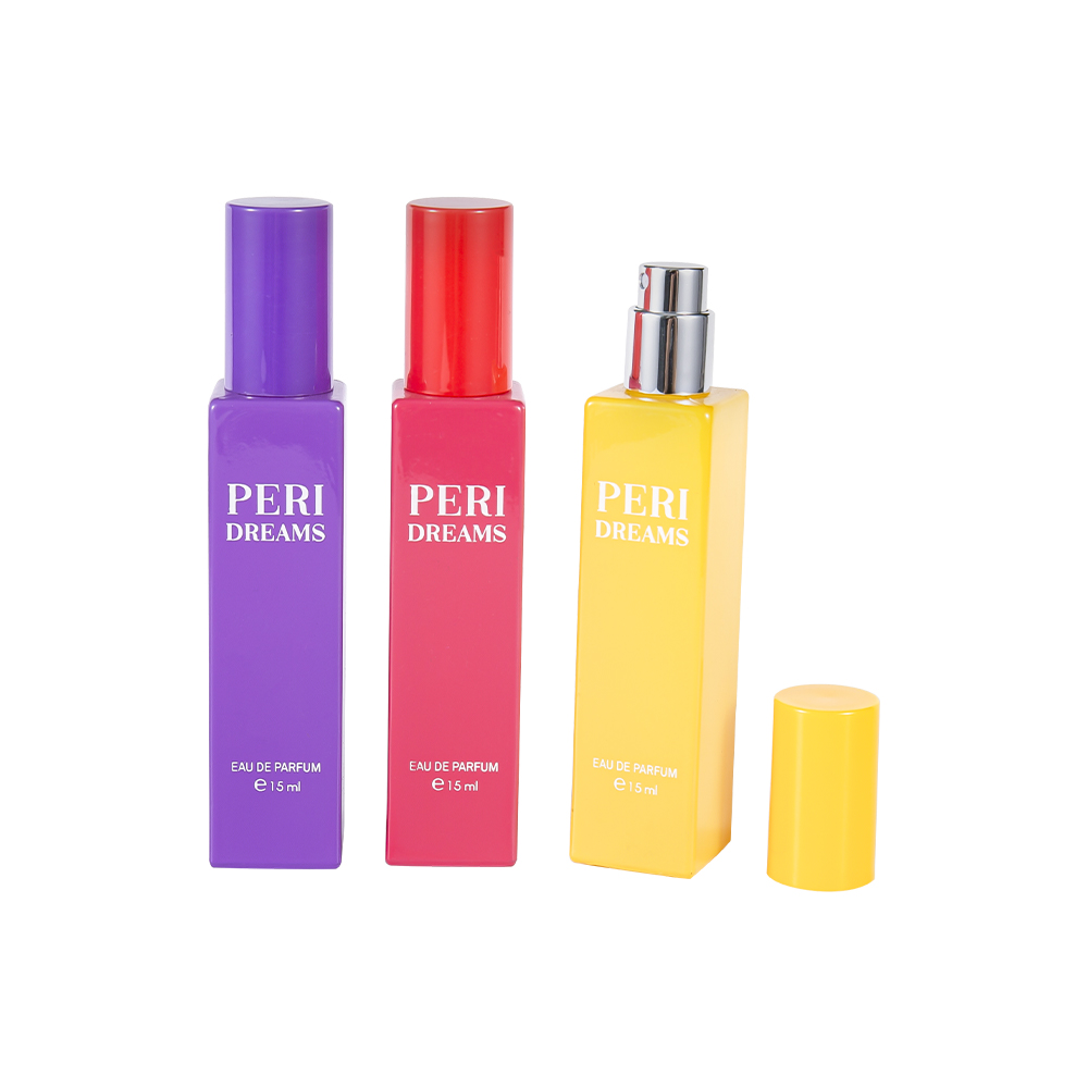 A mini capacidade de GC4421-WJ2369B 15ML revestiu a garrafa de perfume de vidro retangular com o tampão cilíndrico dos PP