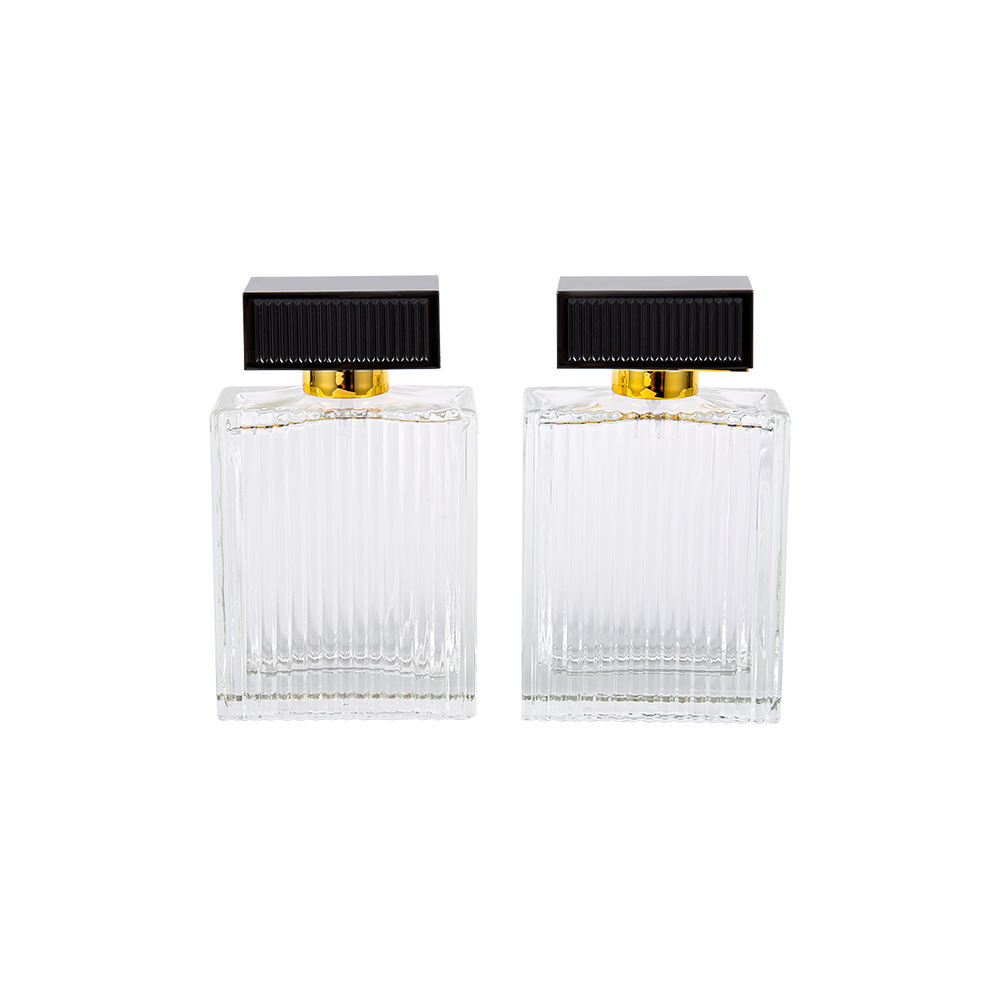 Frasco de perfume de vidro com listras verticais de KY1112-WJ2092 100ML com listras de tampa de plástico Abs