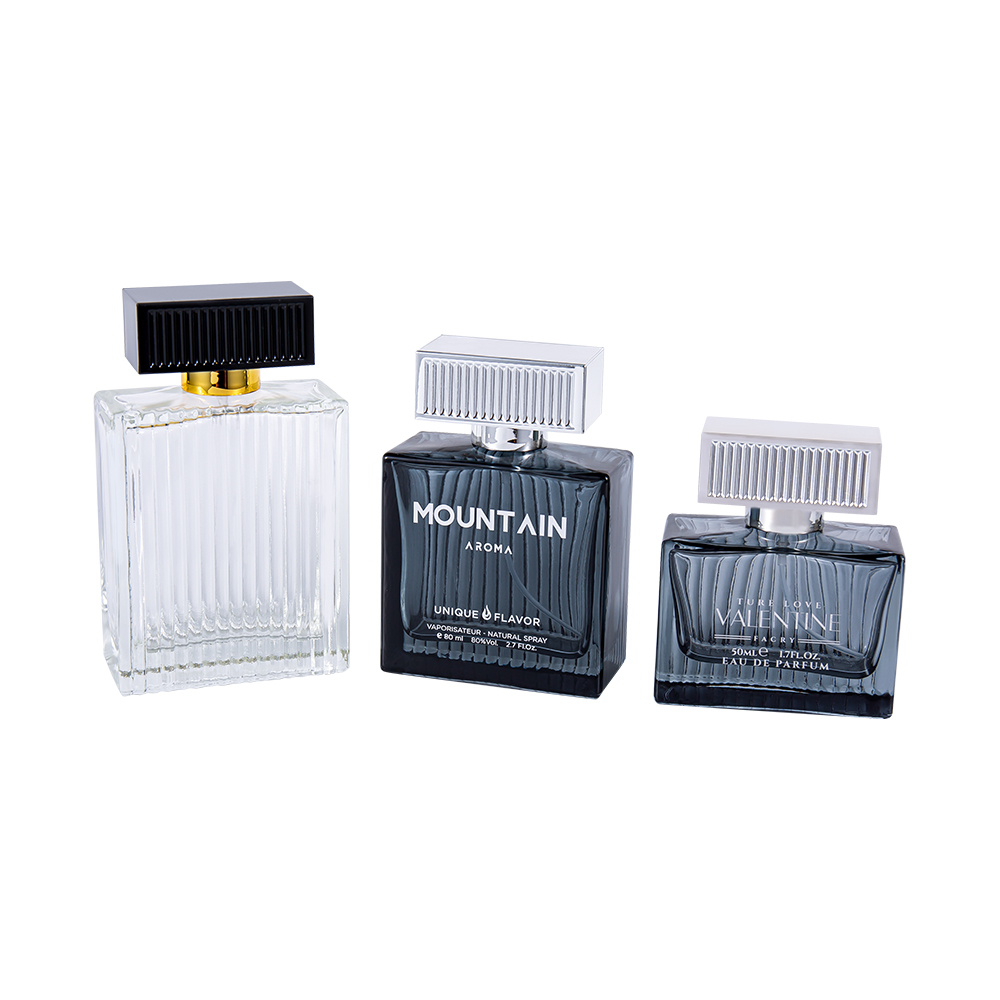 Garrafa de perfume de vidro das listras verticais de GC4311-WJ2092 80ML com tampa plástica das listras do ABS