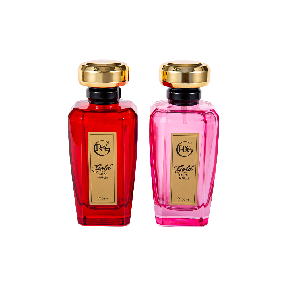 Tampão de perfume dado forma feito sob encomenda da garrafa de vidro do perfume do revestimento cor-de-rosa vermelho de KY1602-WJ2432 100ML