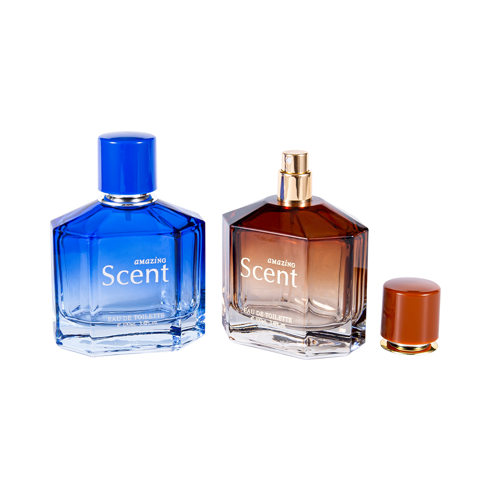 Frasco de perfume de vidro KY1104-WJ2099 100ML decorativo com tampa de perfume de formato personalizado 0,12CC