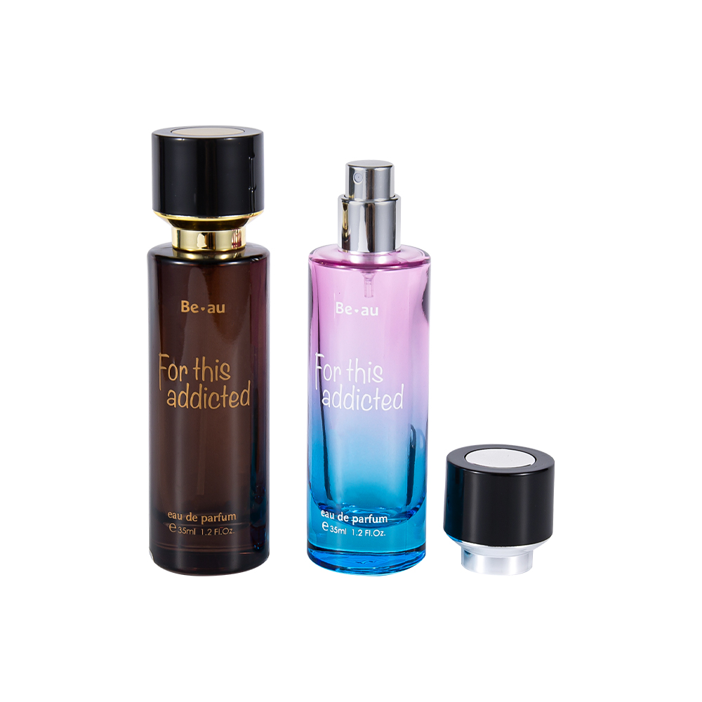 Garrafa de perfume cilíndrica de GC4467-WJ2390 35ML com tampão preto do ABS e peça UV