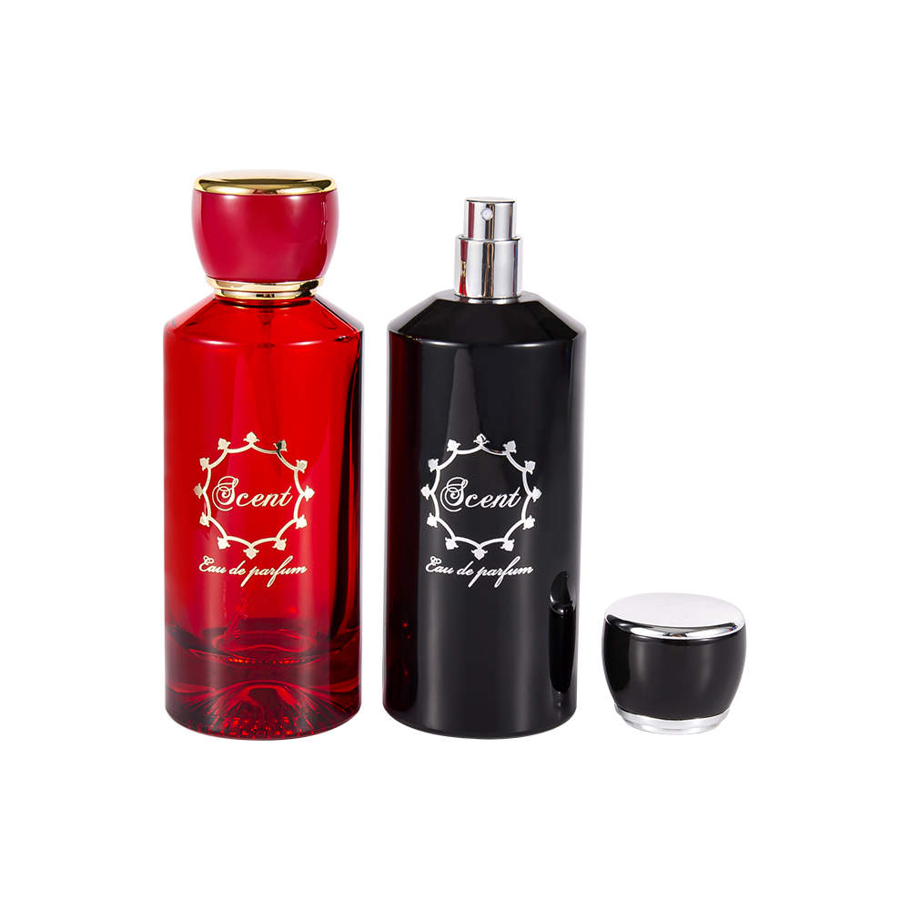 GC4406-WJ2071 100ML modelou garrafa de perfume inferior com tampa de perfume redonda de plástico ABS vermelho e preto brilhante