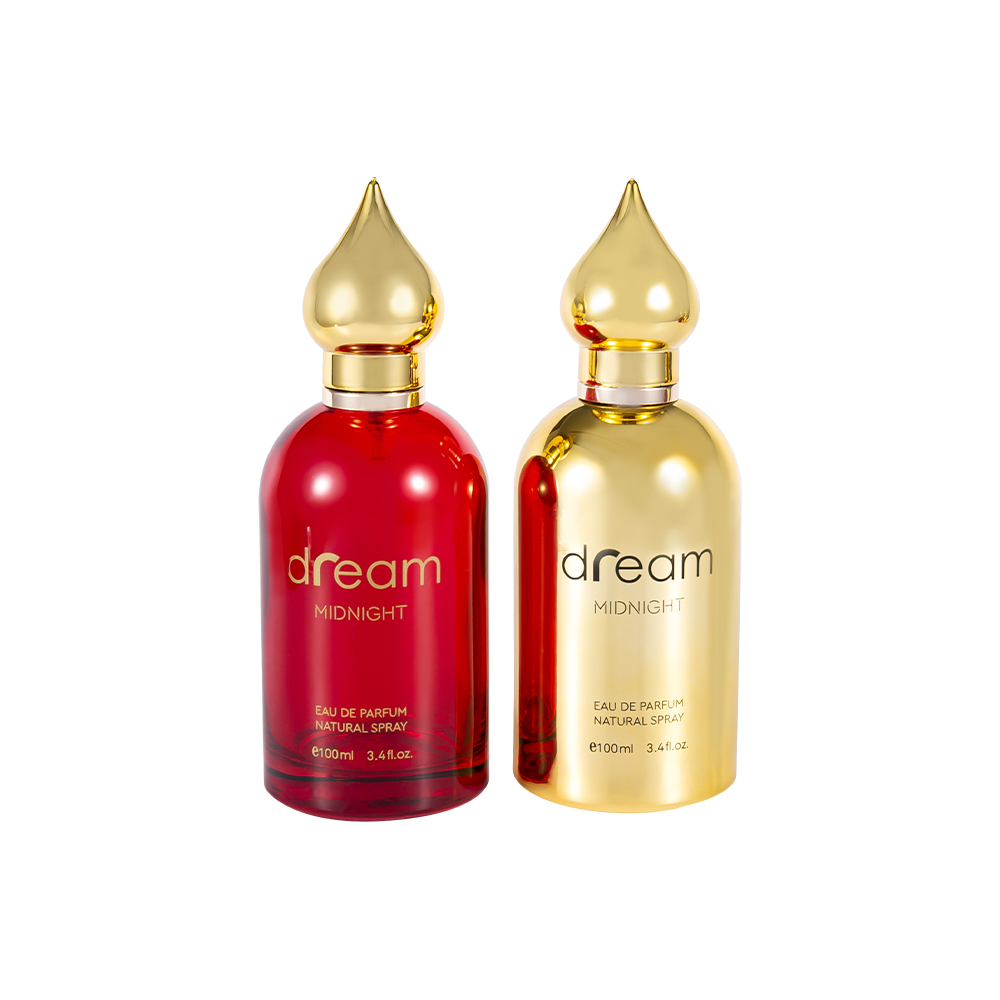 GC4128-WJ832 Conjunto de frasco de perfume estilo Oriente Médio 100ML com tampa de perfume com padrão árabe dourado UV