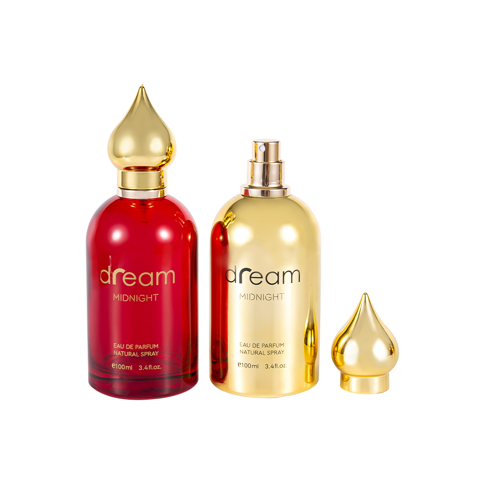 GC4128-WJ832 Conjunto de frasco de perfume estilo Oriente Médio 100ML com tampa de perfume com padrão árabe dourado UV