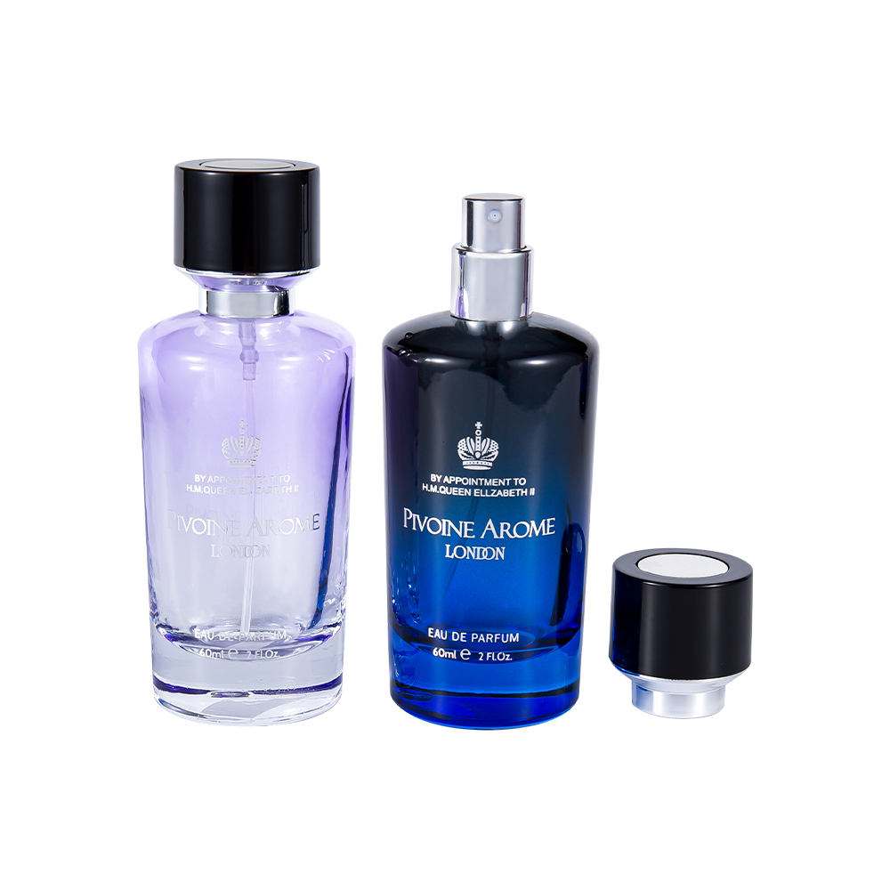 KY1597-WJ2390 Conjunto de frasco de perfume de vidro de alta qualidade de 60ML com tampa de perfume ABS e PP