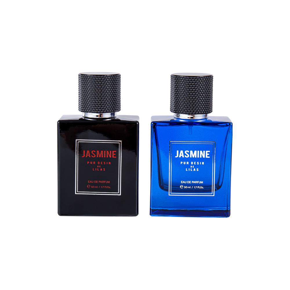 KY59-WJ2358 Conjunto de frasco de perfume de vidro liso de 50ML com tampa de perfume manchada