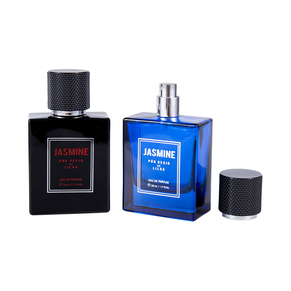 KY59-WJ2358 Conjunto de frasco de perfume de vidro liso de 50ML com tampa de perfume manchada