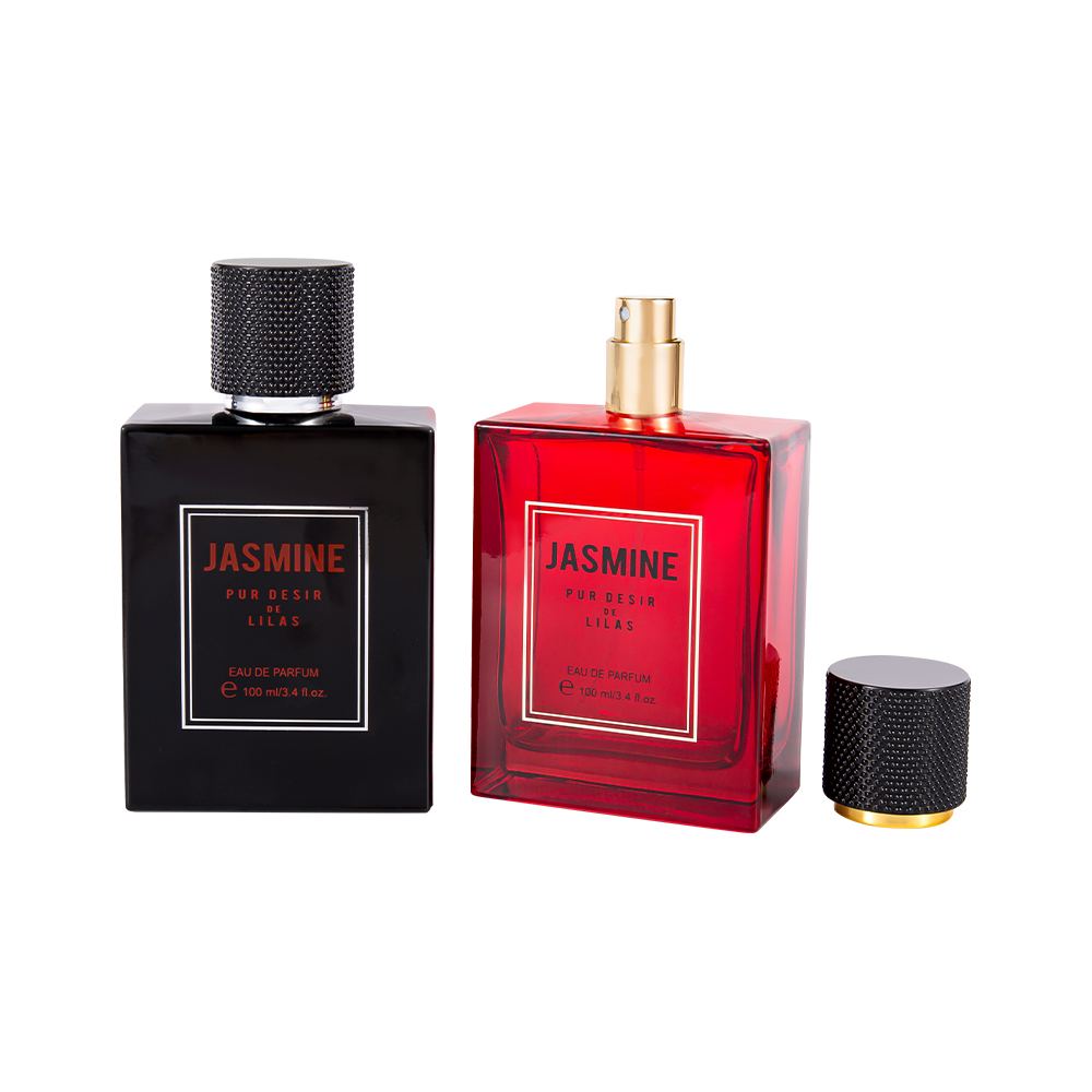 KY7-WJ2538 Conjunto de frasco de perfume de vidro liso de 100ML com tampa de perfume manchada