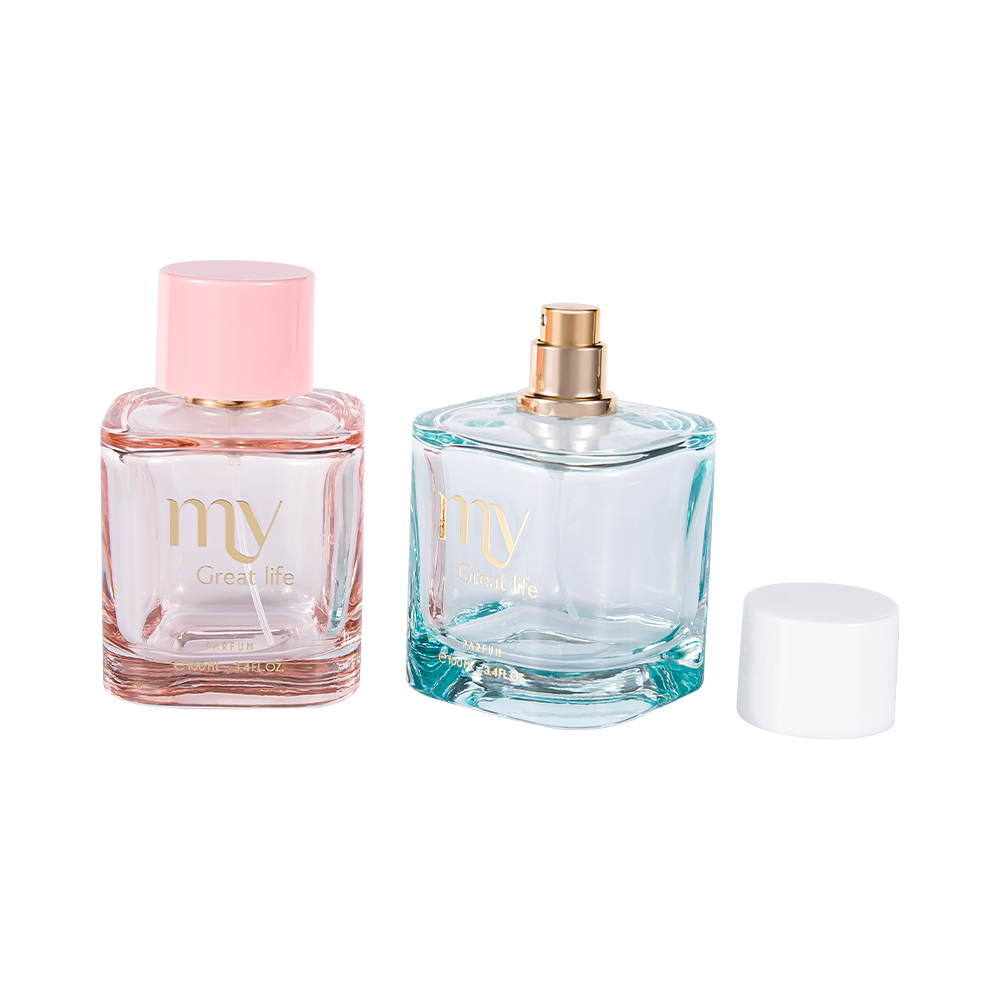 GC4569-WJ2463 Conjunto de frasco de perfume revestido de 100ML com tampa de perfume de plástico PP ABS de estampagem quente