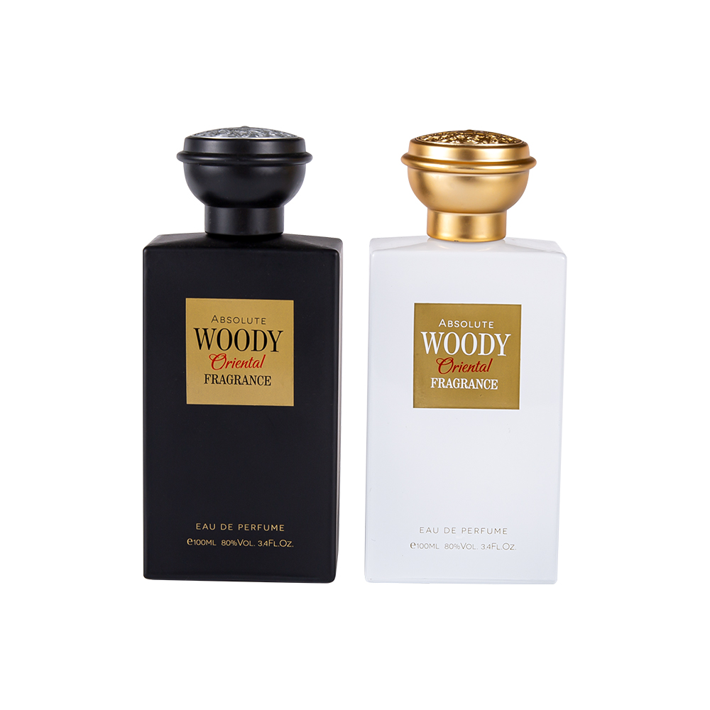 Conjunto de tampa de frasco de perfume premium preto e branco fosco KY2034-WJ2204 100ML estilo árabe