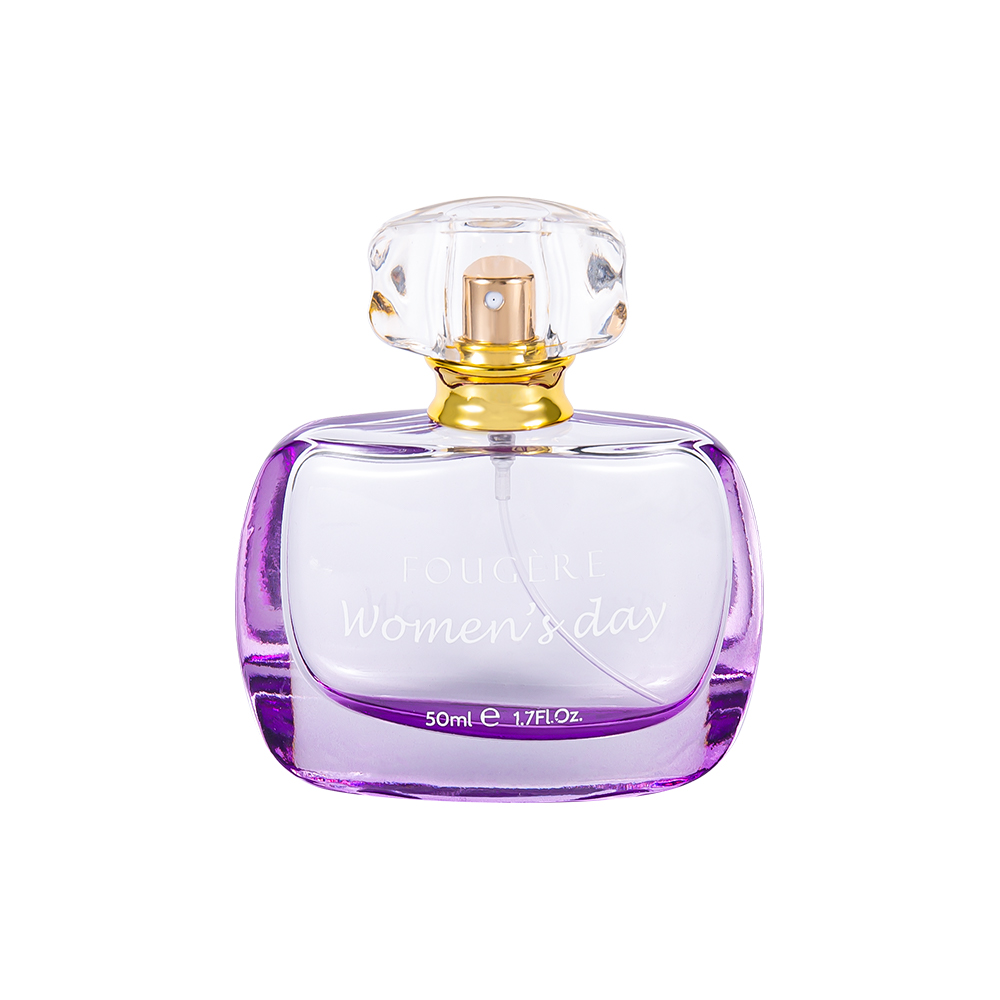 A garrafa de perfume de vidro de GC3942-WJ3 50ML ajustou o tampão transparente luxuoso do perfume de SURLYN