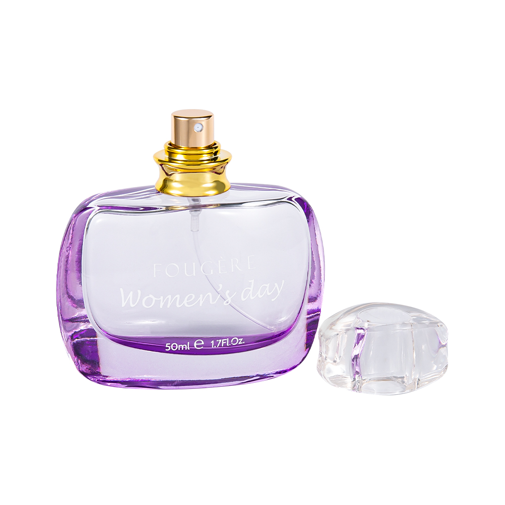 A garrafa de perfume de vidro de GC3942-WJ3 50ML ajustou o tampão transparente luxuoso do perfume de SURLYN